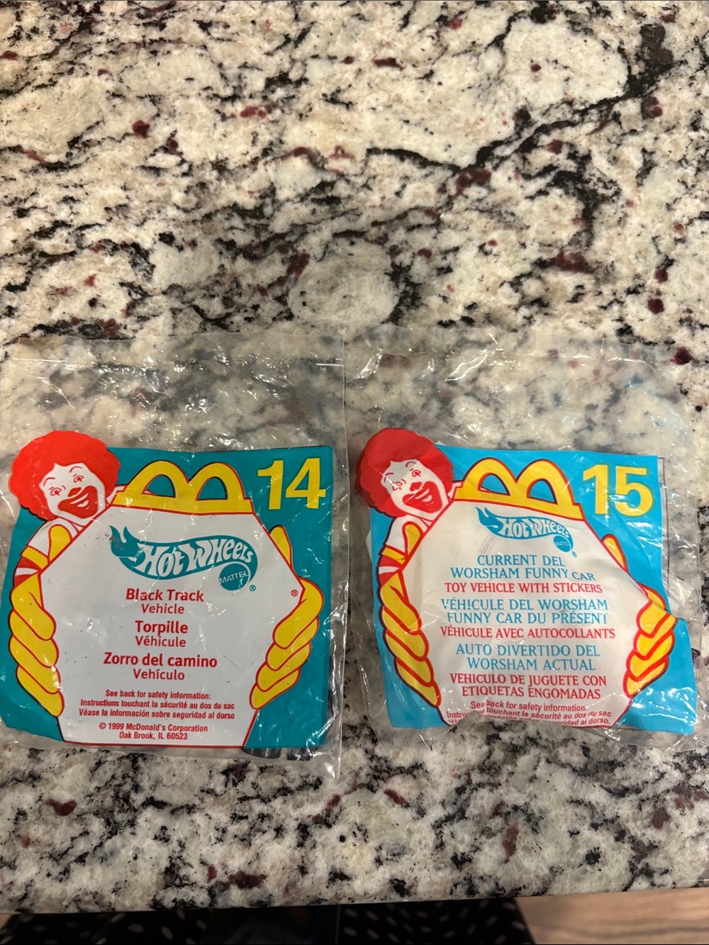 NWT Vintage McDonald's Hot Wheel cars # 14 & 15. Black Track Torpille & Worsham